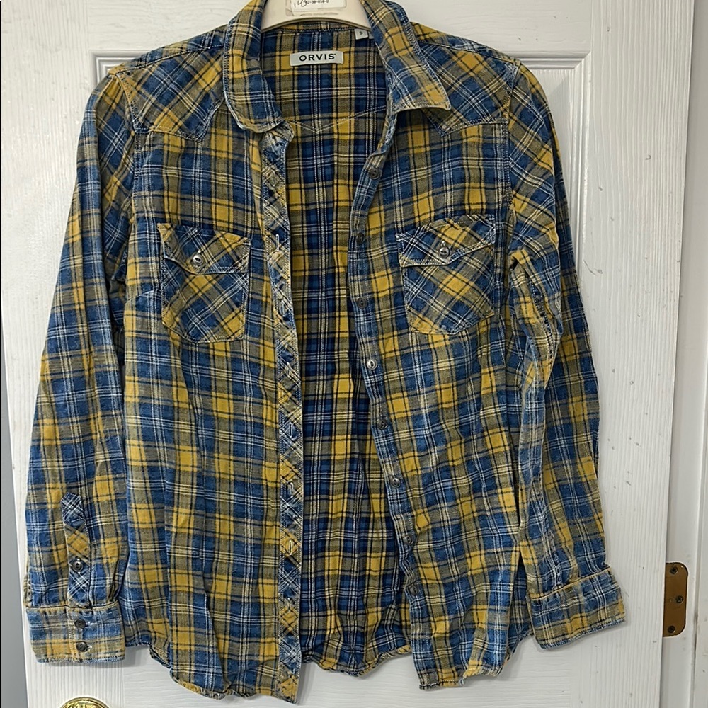 Orvis Blue and Yellow Button Down Shirt